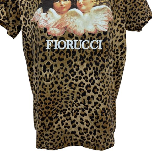 Fiorucci Graphic Tee Leopard Print Cherubs Angels T-Shirt Top Womens Size Medium - Picture 5 of 9